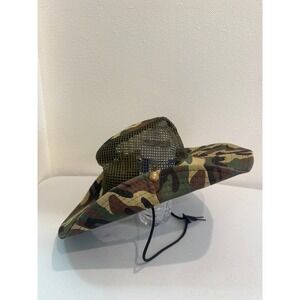 Camo Mesh Sun Hat Adjustable Chin Strap Boonie‎ Fishing Hiking Bucket Hat